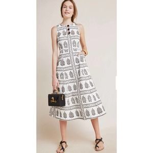 Anthropologie Black and White Midi Dress